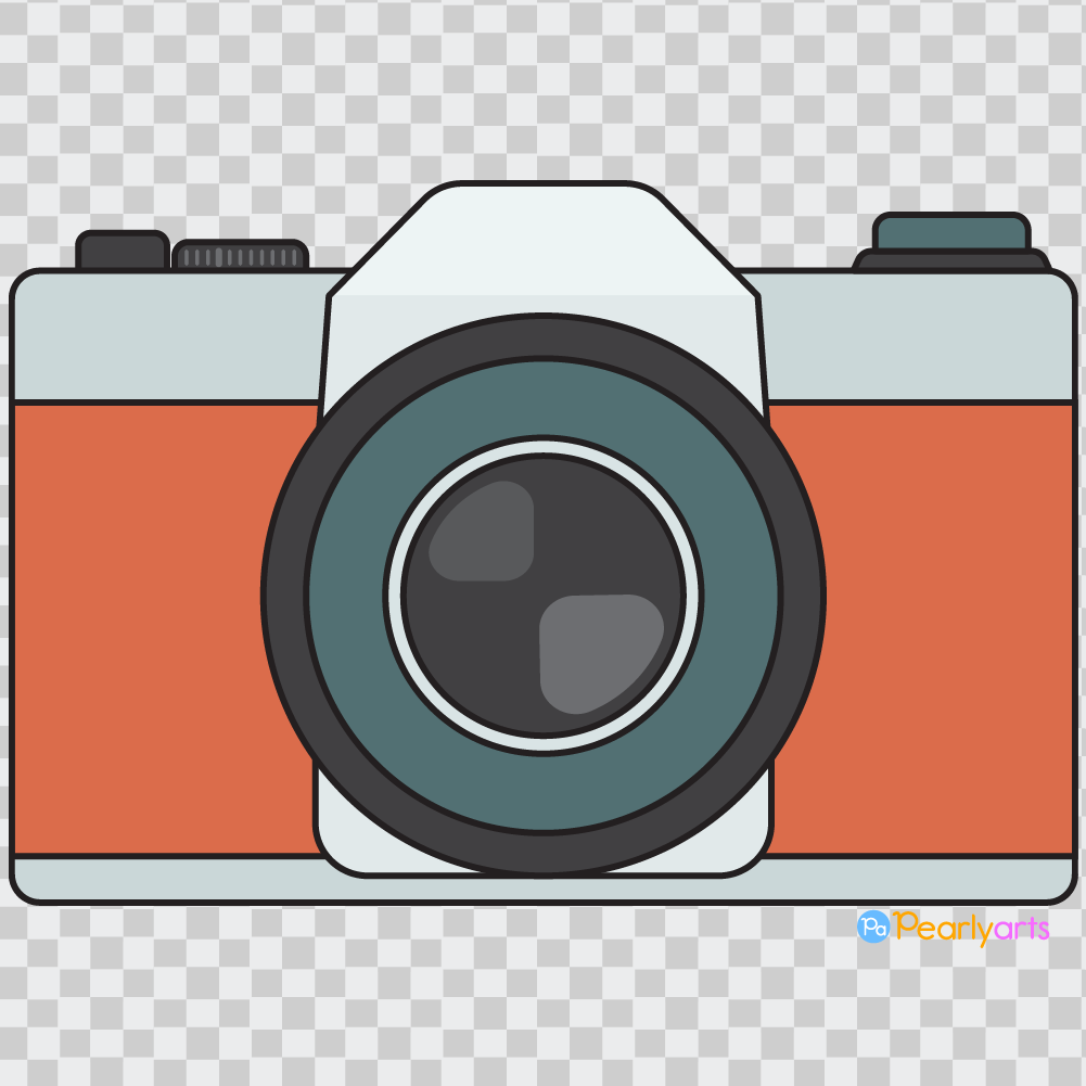 FREE Camera Clipart with outline WM | Pearly Arts