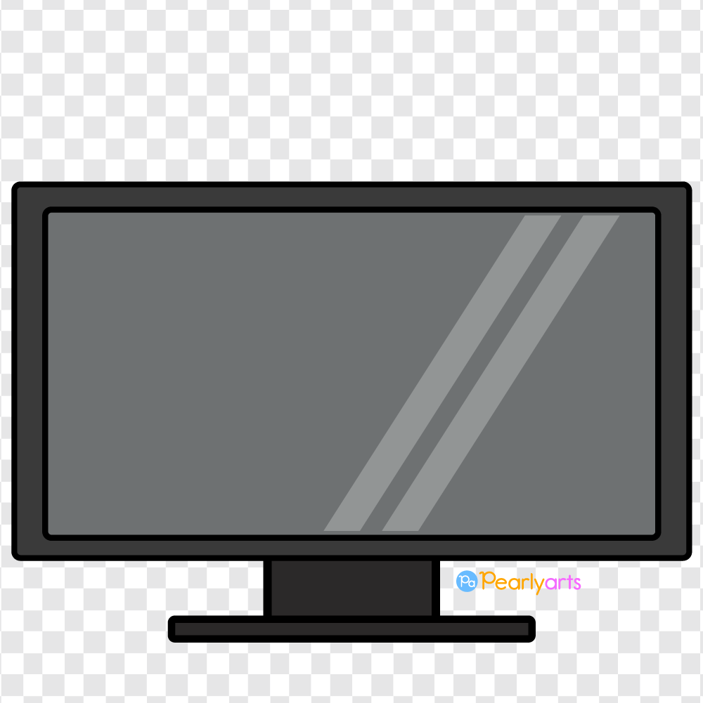 FREE Flat Screen TV Clipart with outline WM | Pearly Arts