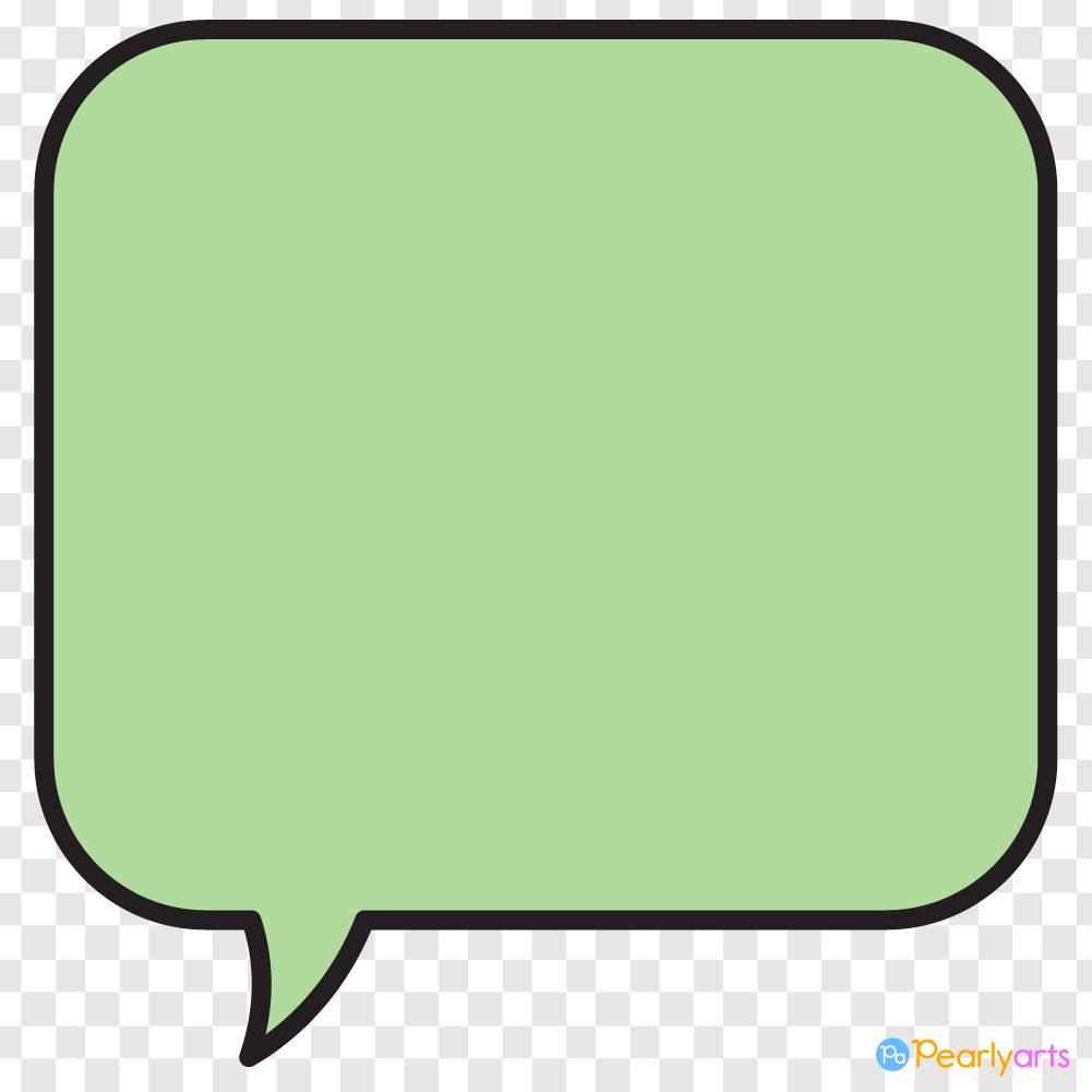 FREE Green Square Speech Bubble Clipart with Black outline WM | Pearly Arts