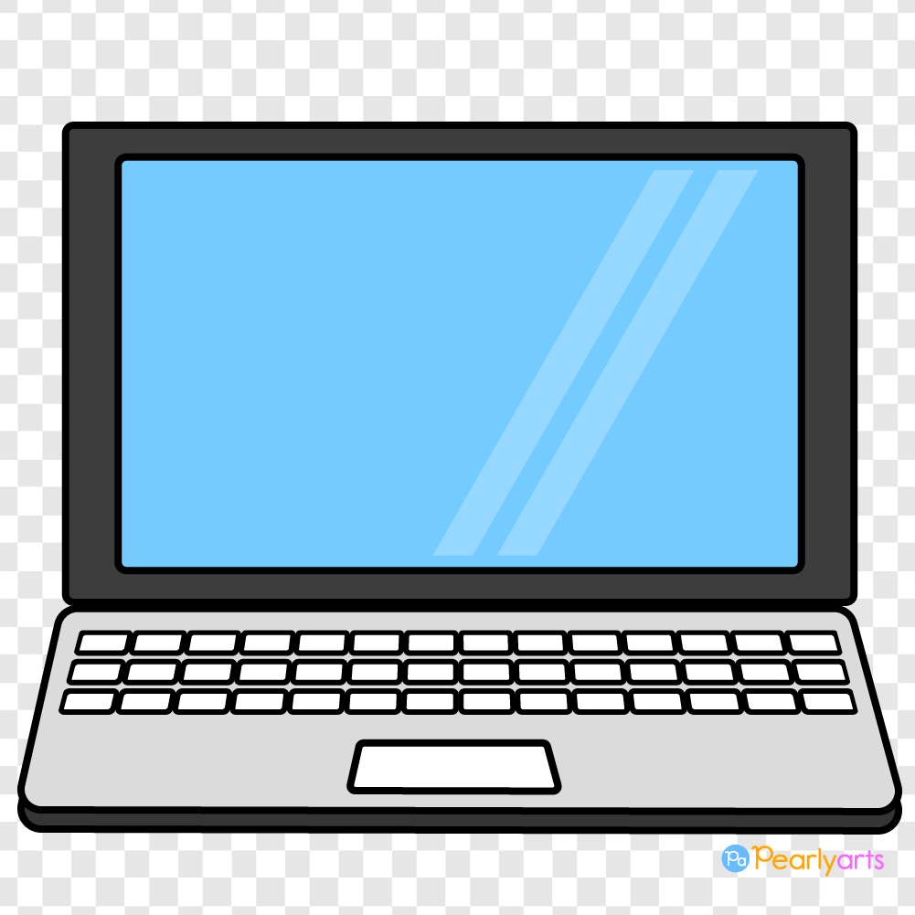 FREE Laptop Computer Clipart with outline WM | Pearly Arts