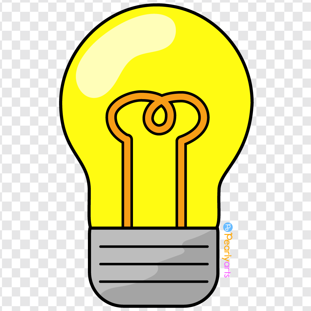 FREE Light Bulb ON Clipart with outline WM | Pearly Arts