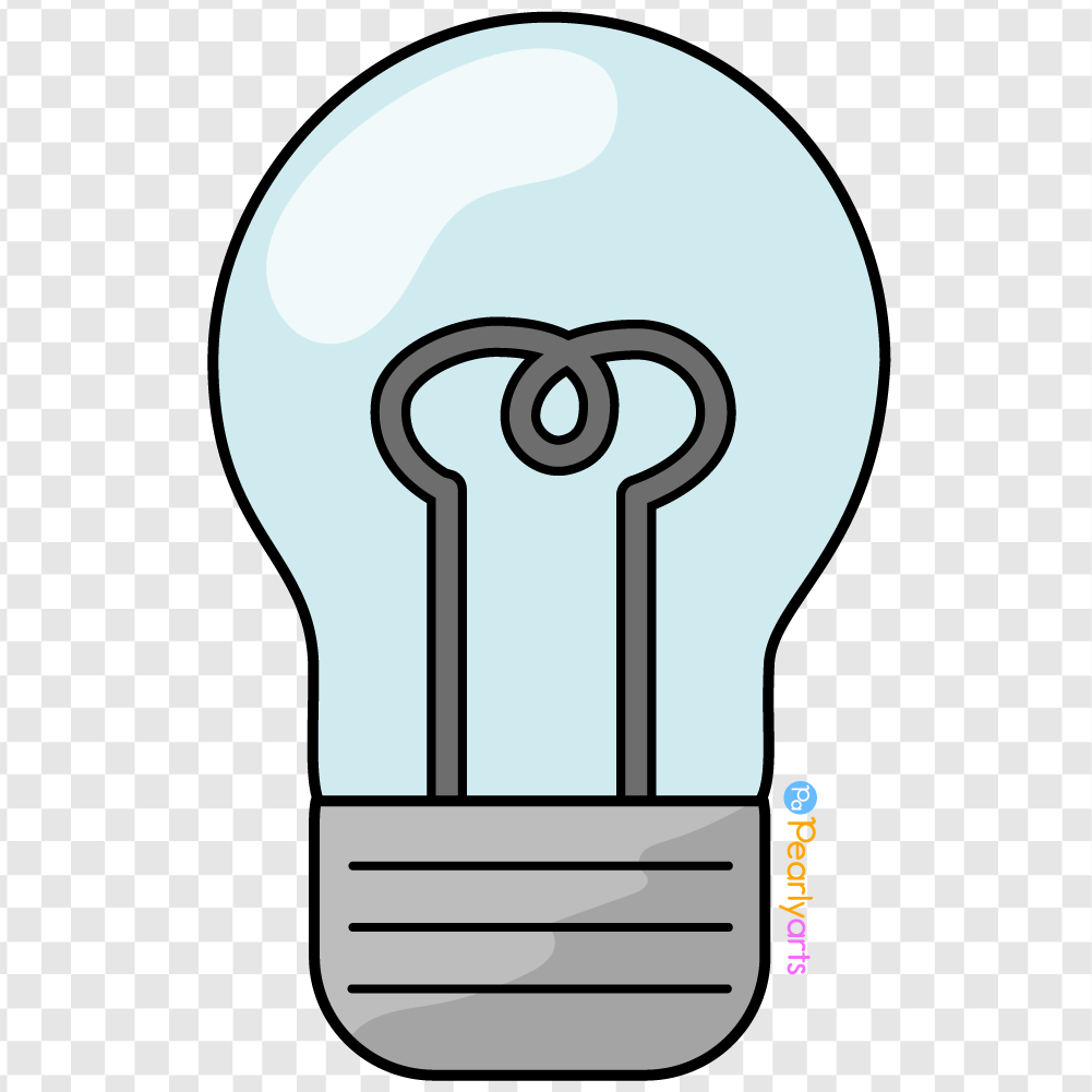 FREE Light Bulb Off Clipart with outline WM | Pearly Arts