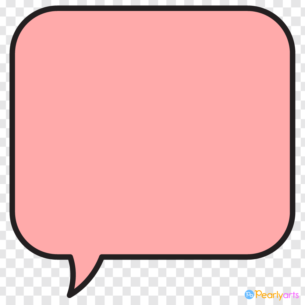 FREE Pink Square Speech Bubble Clipart with Black outline WM | Pearly Arts