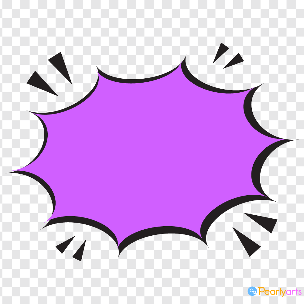 FREE Purple Angry Speech Bubble Clipart with Black outline WM | Pearly Arts