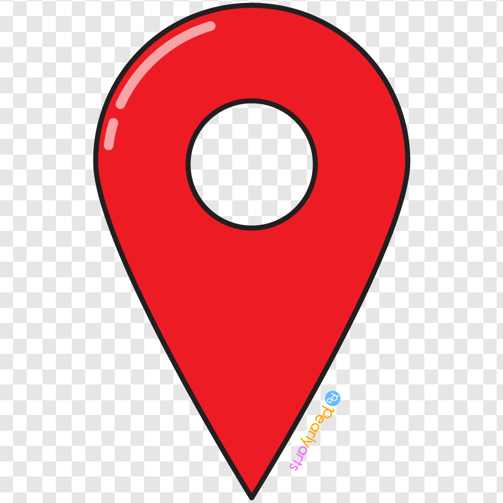 FREE Red Location Pin Clipart with outline WM | Pearly Arts