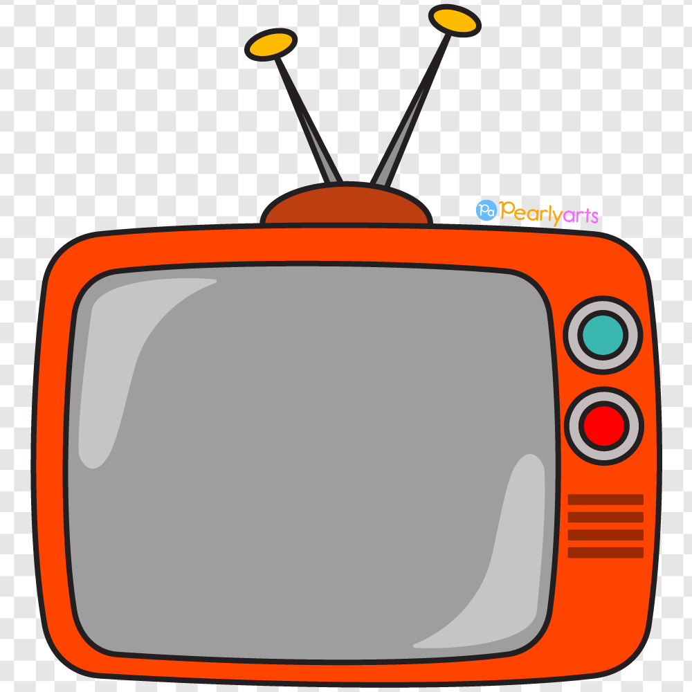 FREE TV Clipart with outline WM | Pearly Arts