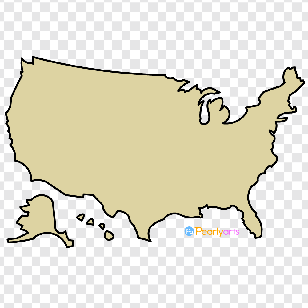FREE USA Map Clipart with outline WM | Pearly Arts