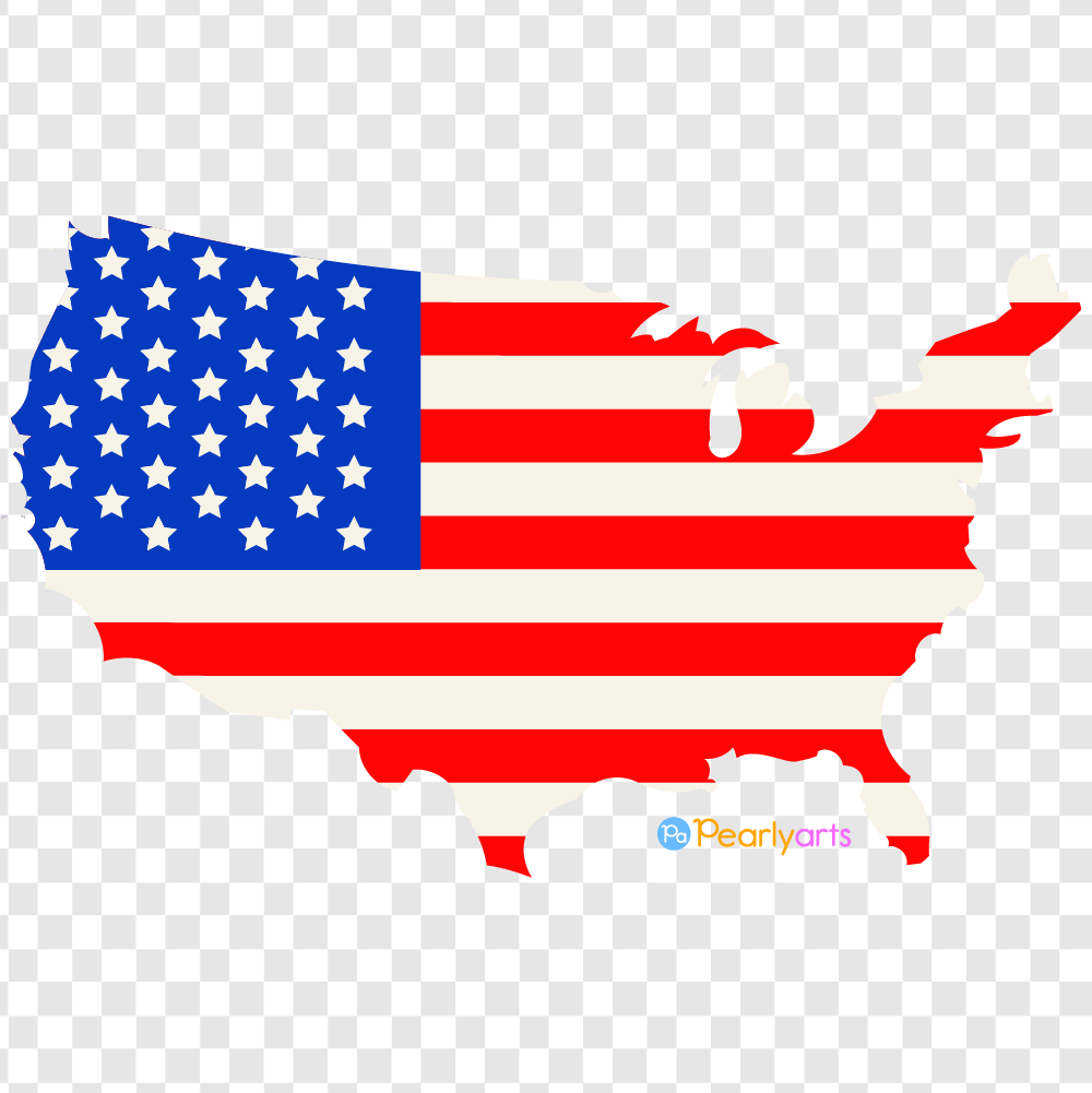 FREE USA Map Flag Clipart WM | Pearly Arts