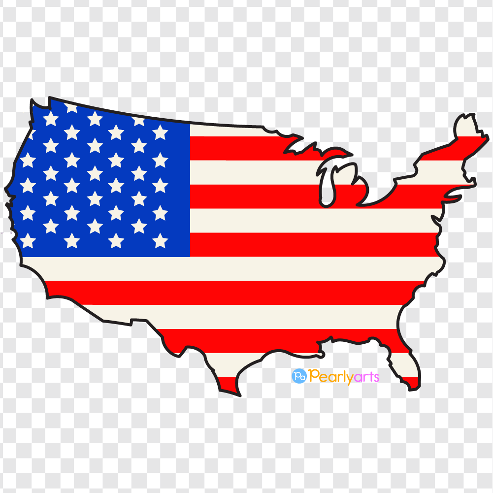 FREE USA Map Flag Clipart with outline WM | Pearly Arts