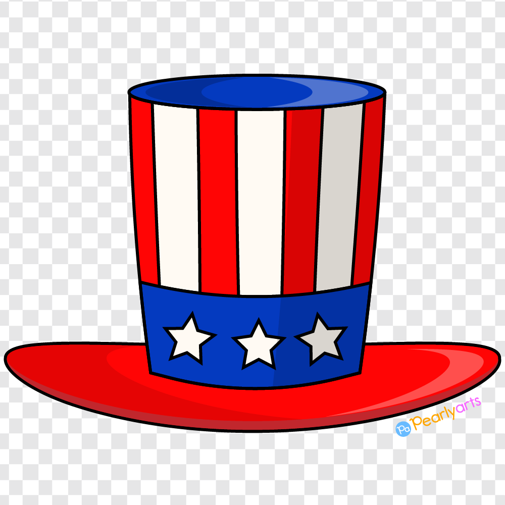 FREE Uncle Sam Hat Clipart with outline WM | Pearly Arts