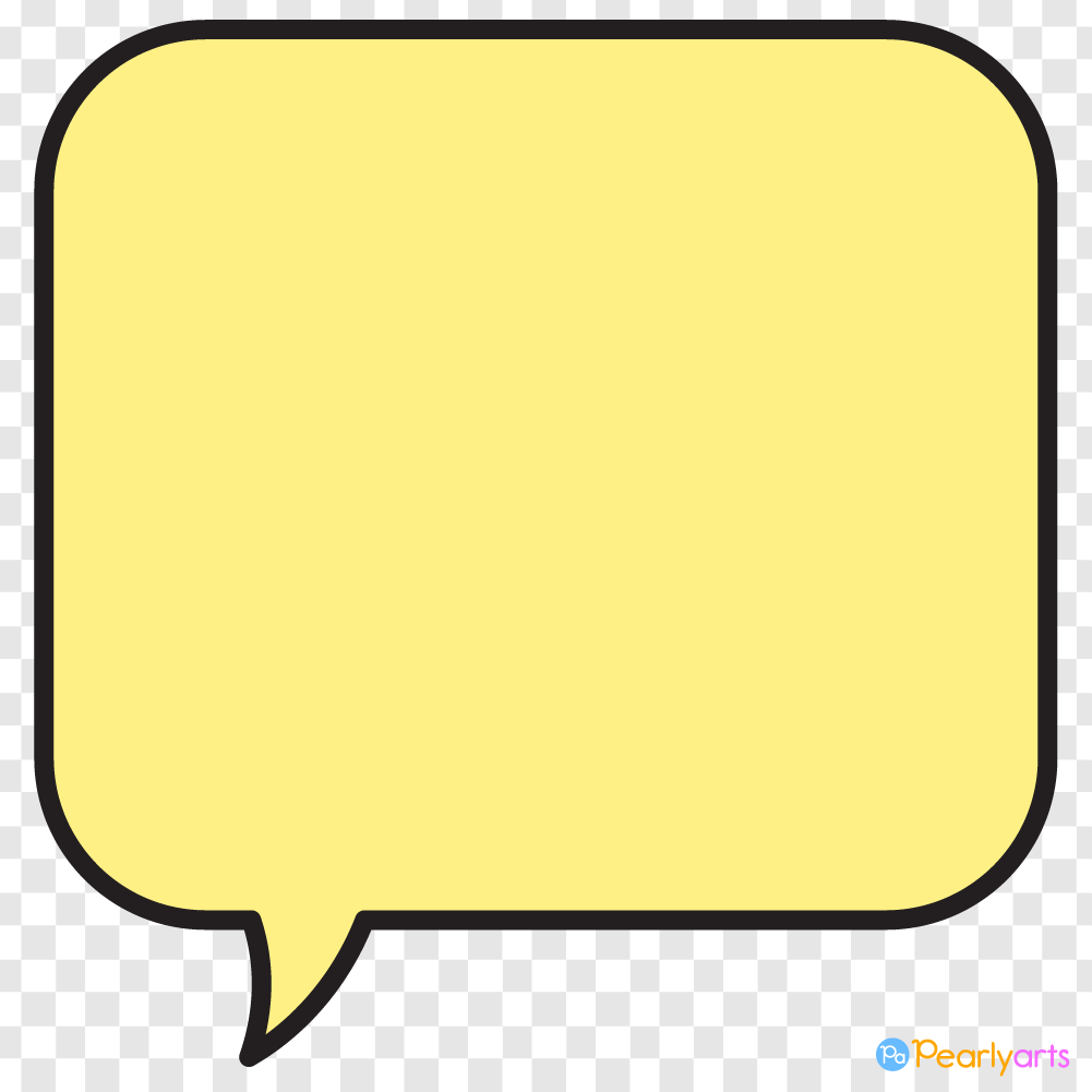 FREE Yellow Square Speech Bubble Clipart with Black outline WM | Pearly Arts