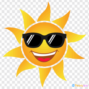 Happy Sun with Black Sunglasses Clipart WM | Pearly Arts