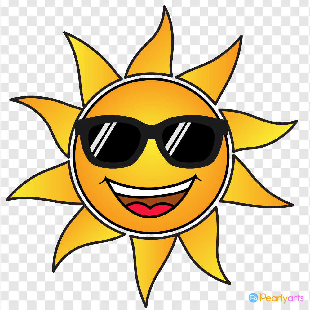 Happy Sun with Black Sunglasses Clipart - Image 2