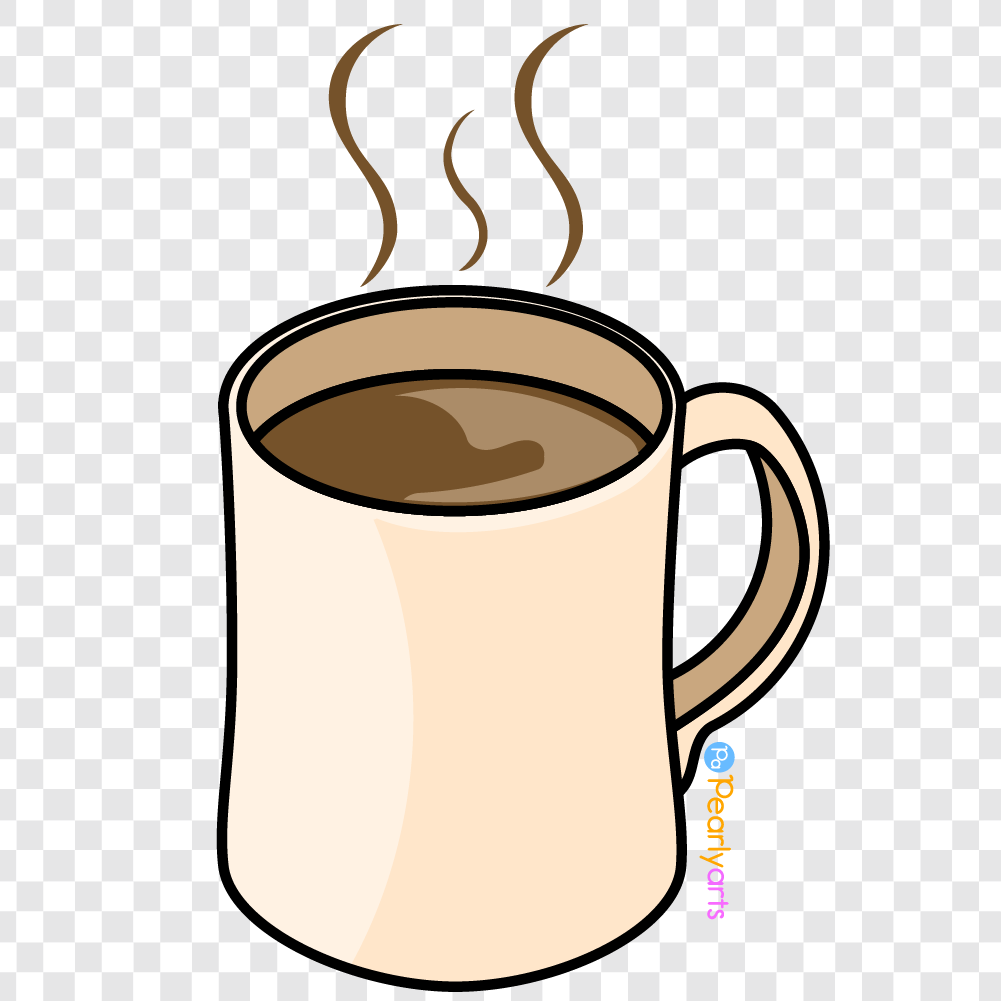 Coffee Mug Clipart with outline WM | Pearly Arts