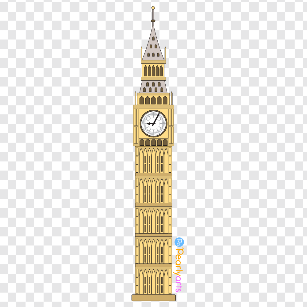 FREE Big Ben Clipart with outline WM | Pearly Arts