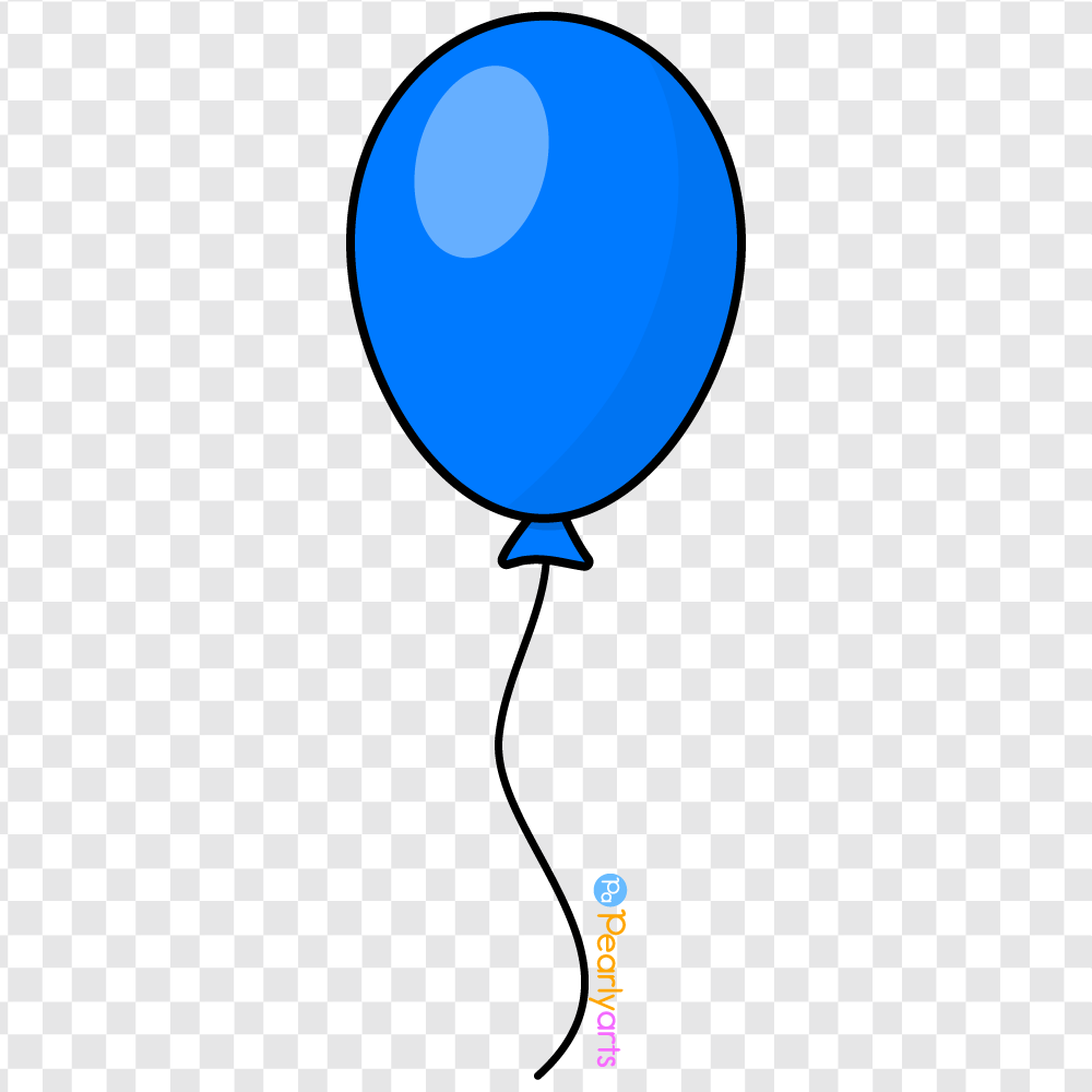 FREE Blue Balloon Clipart with outline WM | Pearly Arts