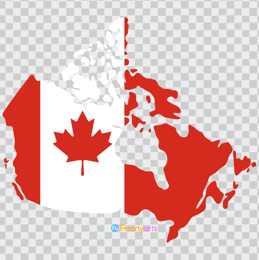 FREE Canada Flag Map Clipart WM | Pearly Arts
