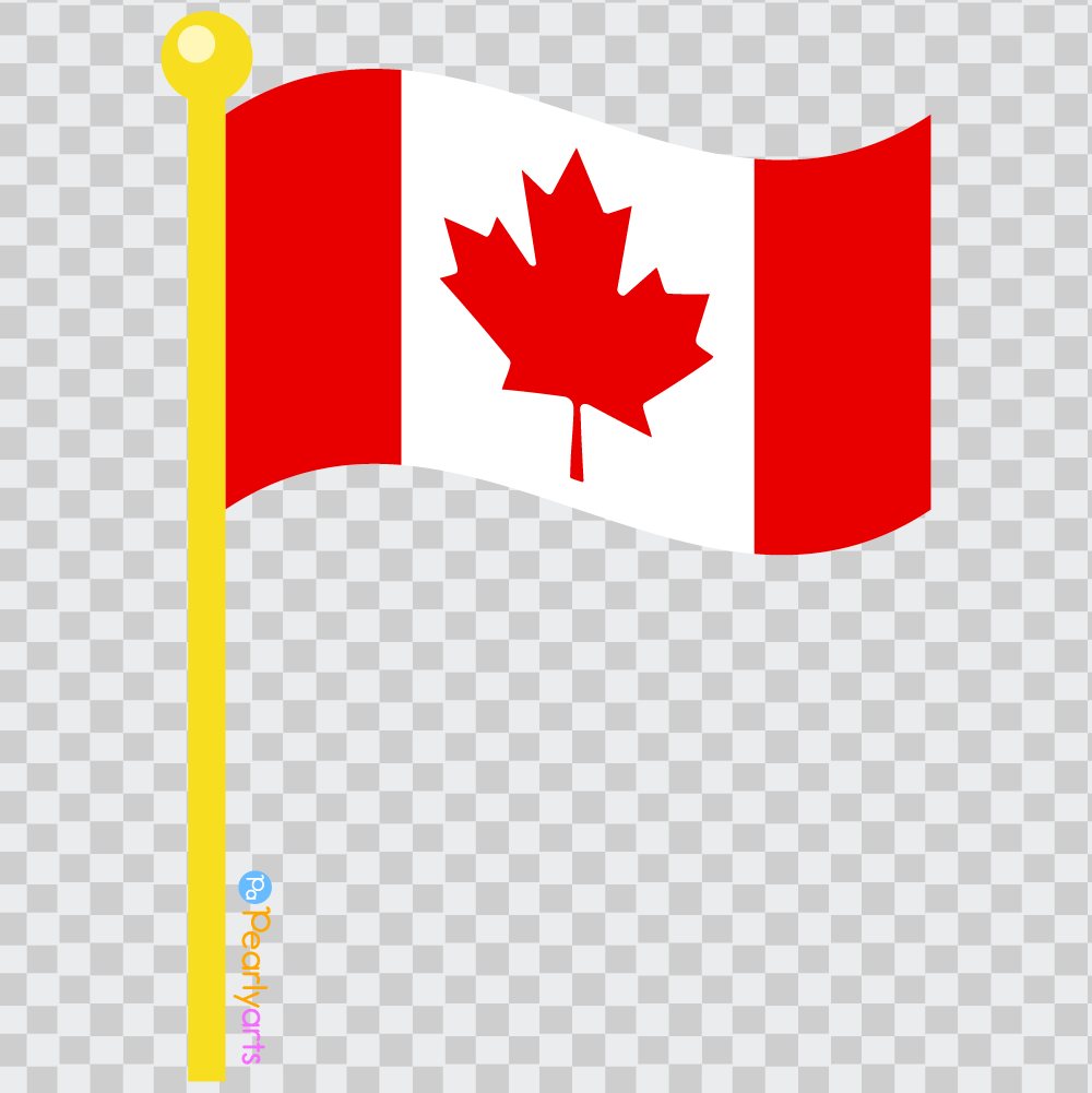 FREE Canada Flag on Pole Clipart WM | Pearly Arts