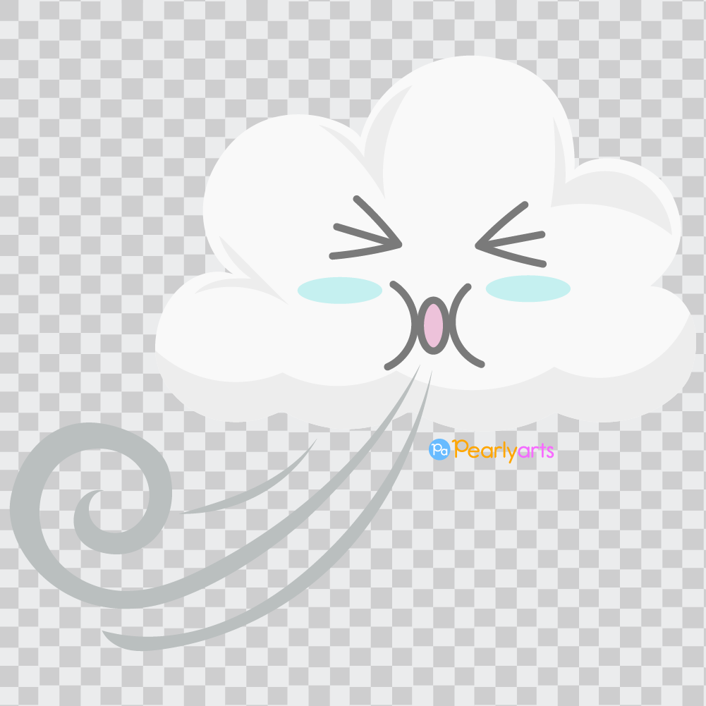 FREE Cloud Blowing Wind Clipart WM | Pearly Arts