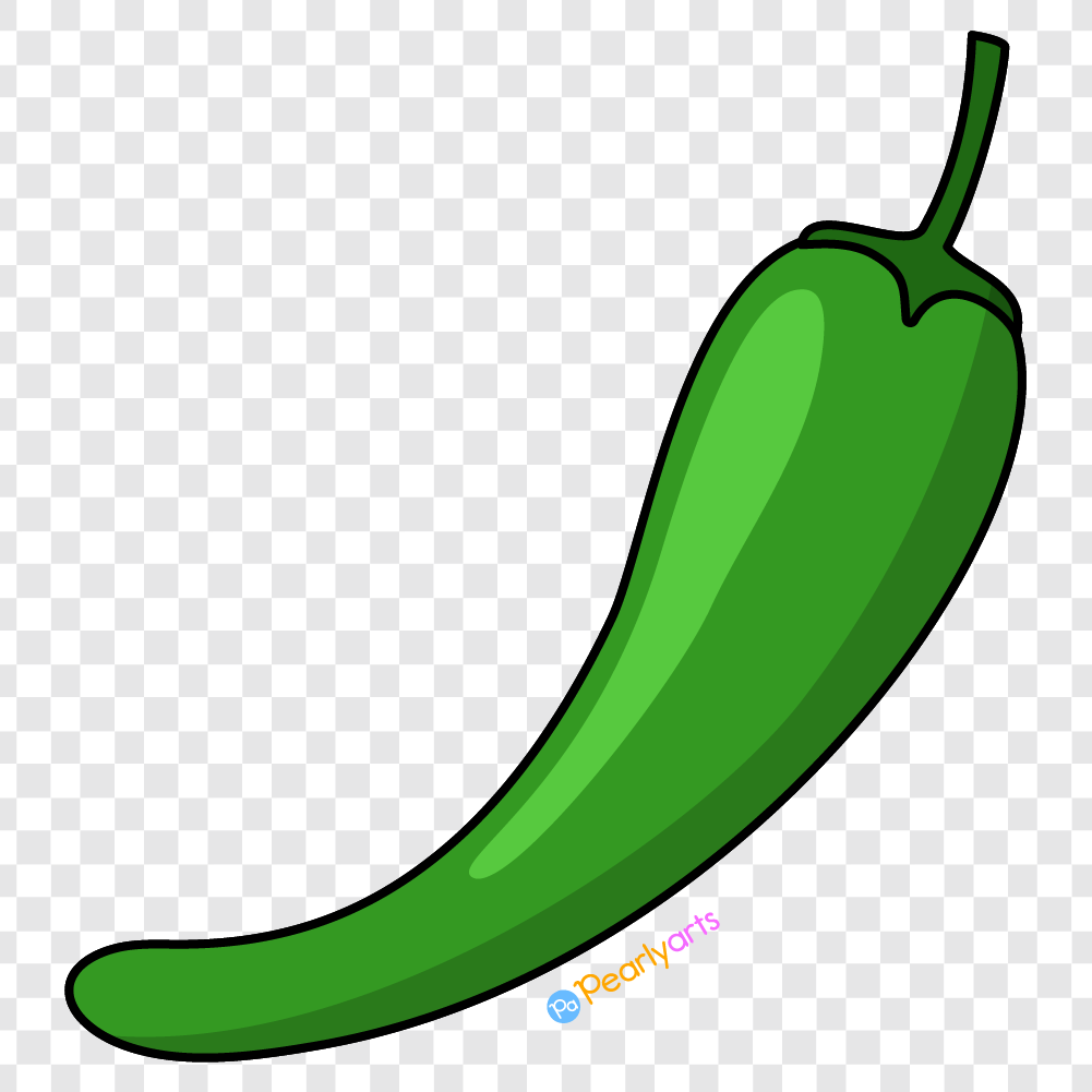 FREE Green Chili Pepper Clipart with outline | Pearly Arts WM