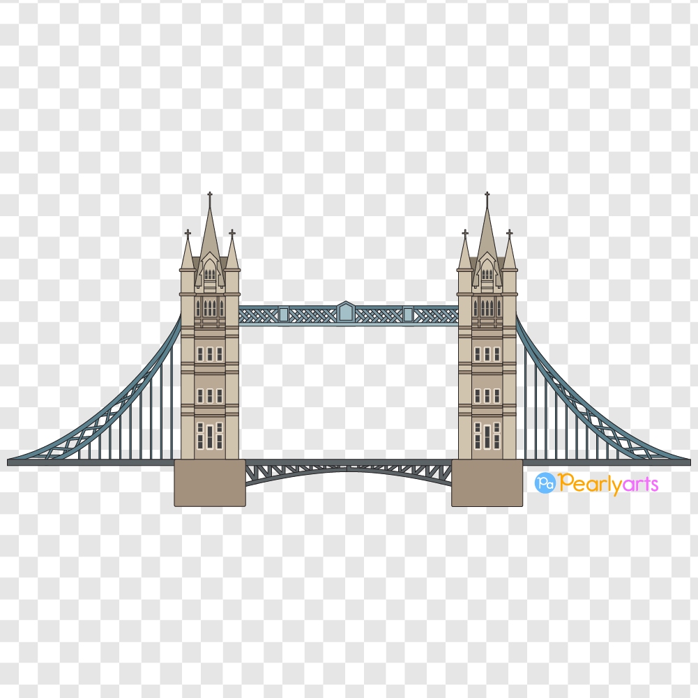 FREE London Bridge Clipart with outline WM | Pearly Arts