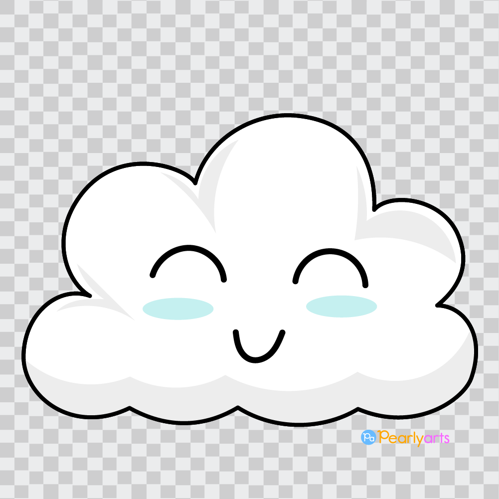 FREE Smiley Cloud Clipart with outline WM | Pearly Arts
