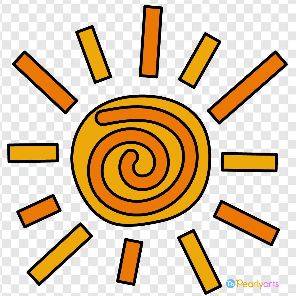 FREE Sun Clipart with outline WM | Pearly Arts