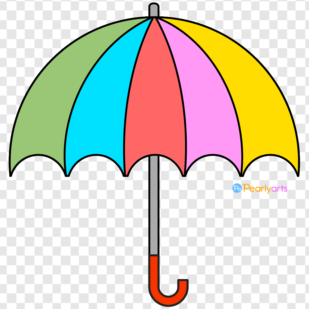 FREE Umbrella Clipart with Outline WM | Pearly Arts