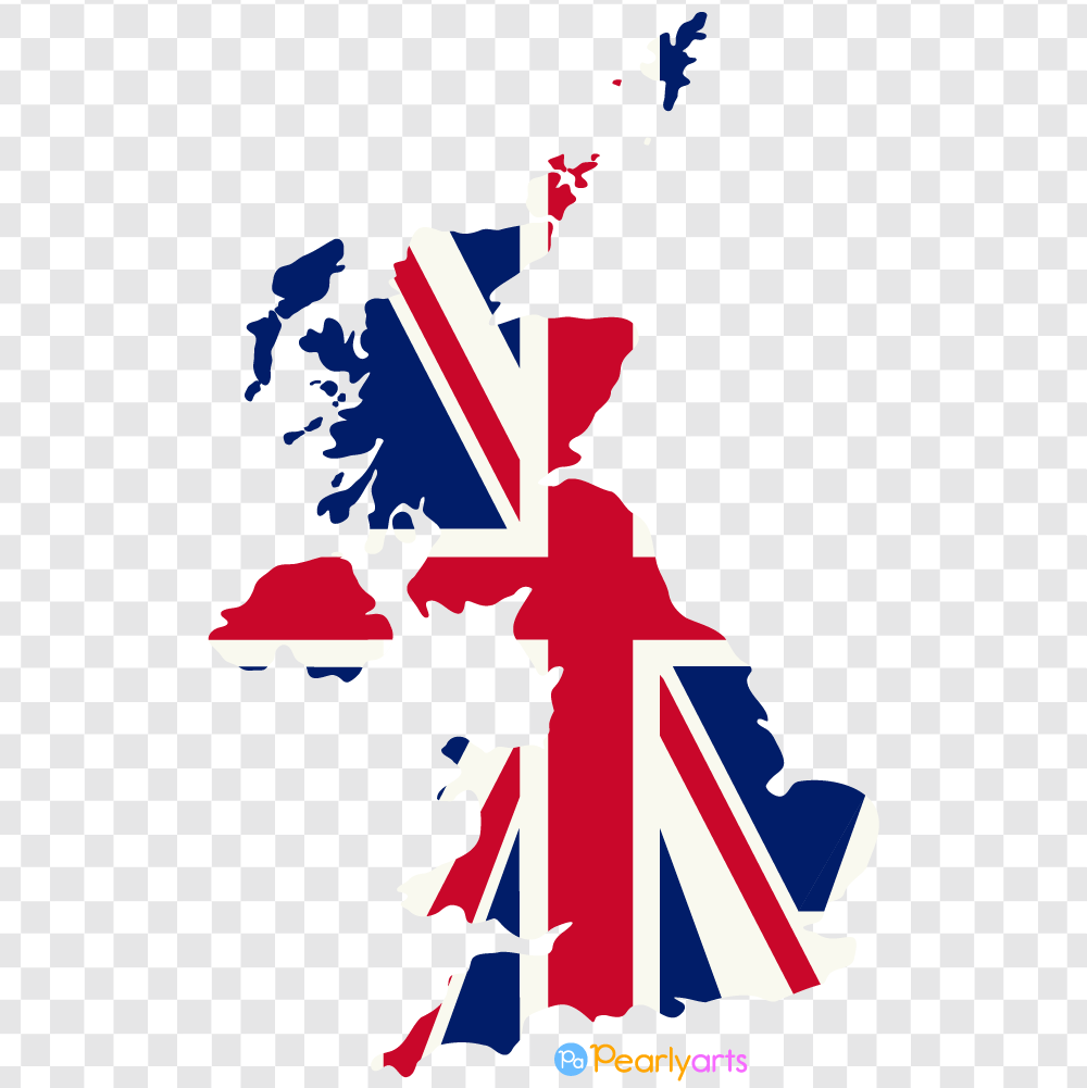 FREE United Kingdom Flag Map Clipart WM | Pearly Arts