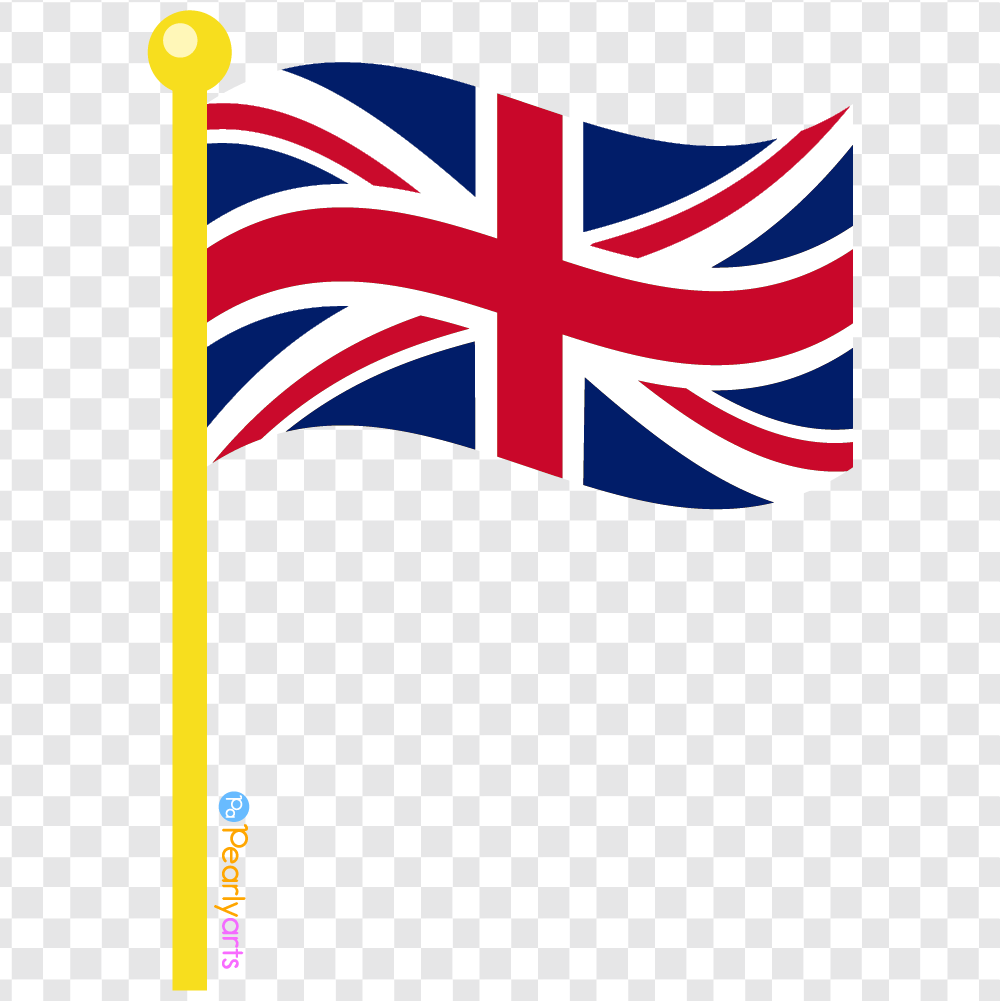 FREE United Kingdom Flag on Pole Clipart WM | Pearly Arts