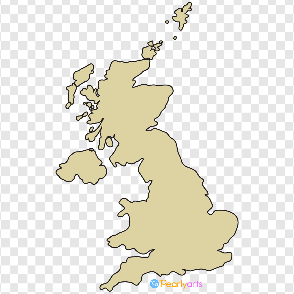 FREE United Kingdom Map Clipart with outline WM | Pearly Arts