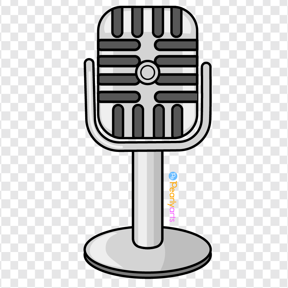 Microphone Clipart with outline WM | Pearly Arts