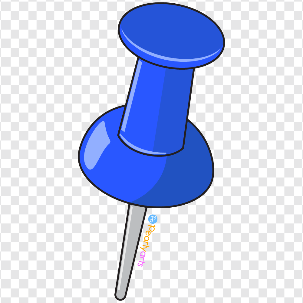 FREE Blue Push Pin Clipart with outline WM | Pearly Arts