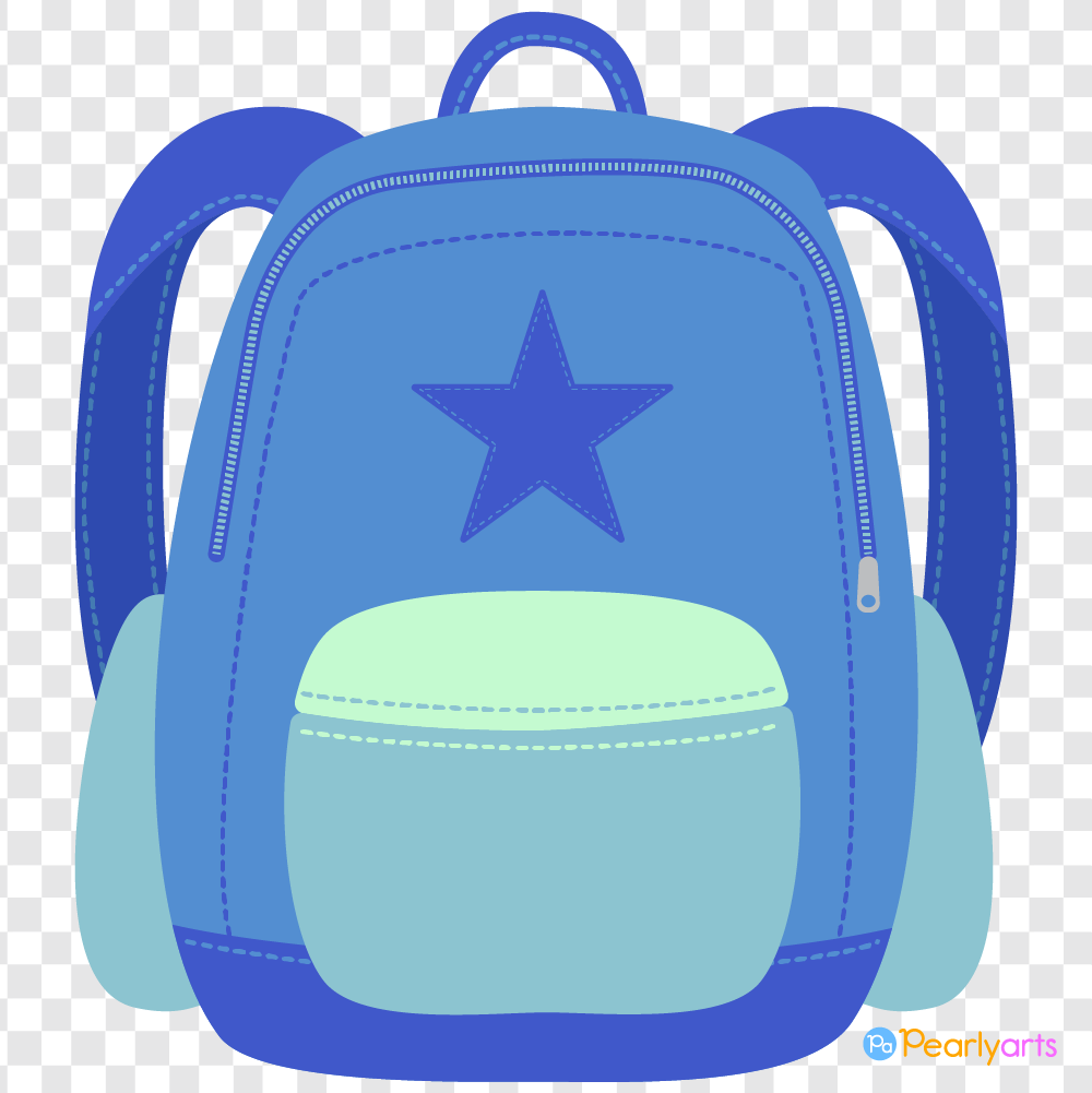 FREE Blue School Backpack Clipart WM | Pearly Arts