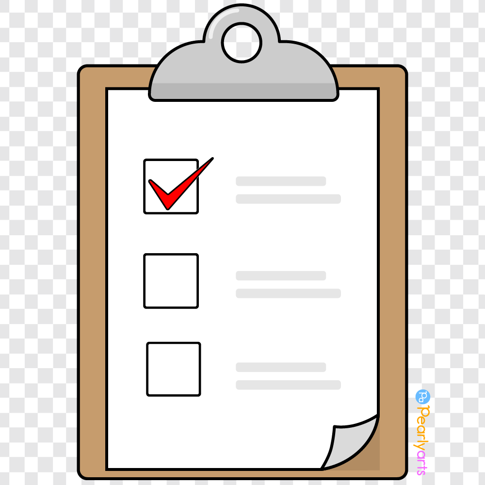 FREE Checklist Clipart with outline WM | Pearly Arts