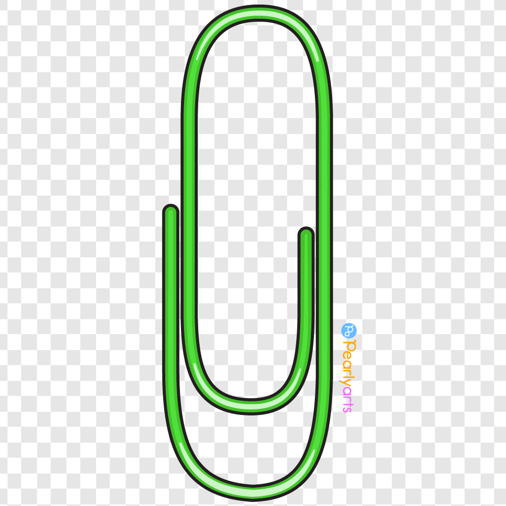 FREE Green Paper Clip Clipart with outline WM | Pearly Arts
