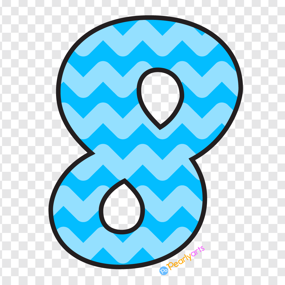 FREE Number Eight Clipart with outline WM | Pearly Arts