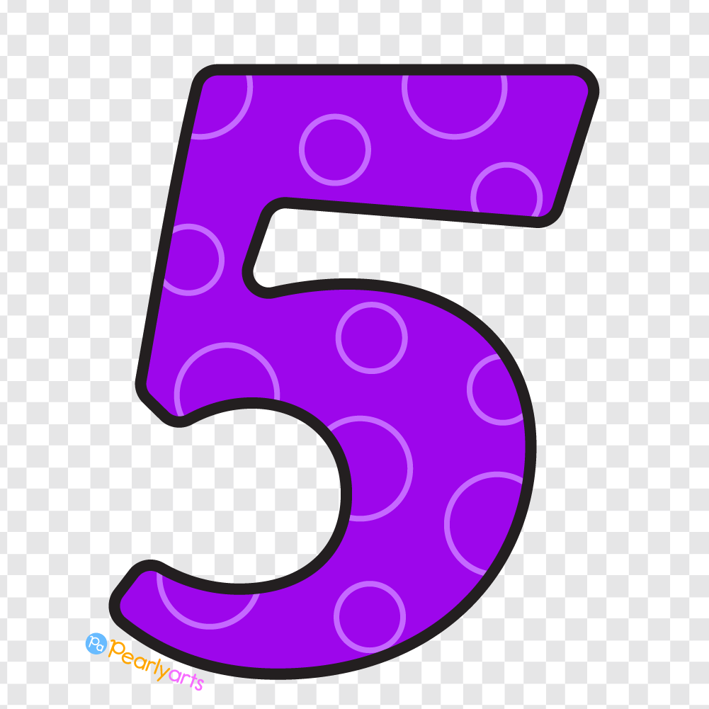 FREE Number Five Clipart with outline WM | Pearly Arts