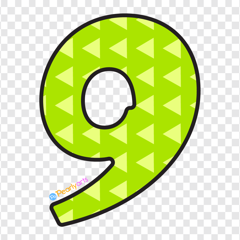 FREE Number Nine Clipart with outline WM | Pearly Arts