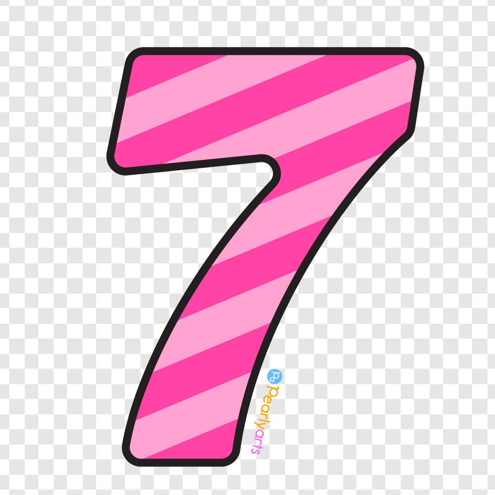 FREE Number Seven Clipart with outline WM | Pearly Arts