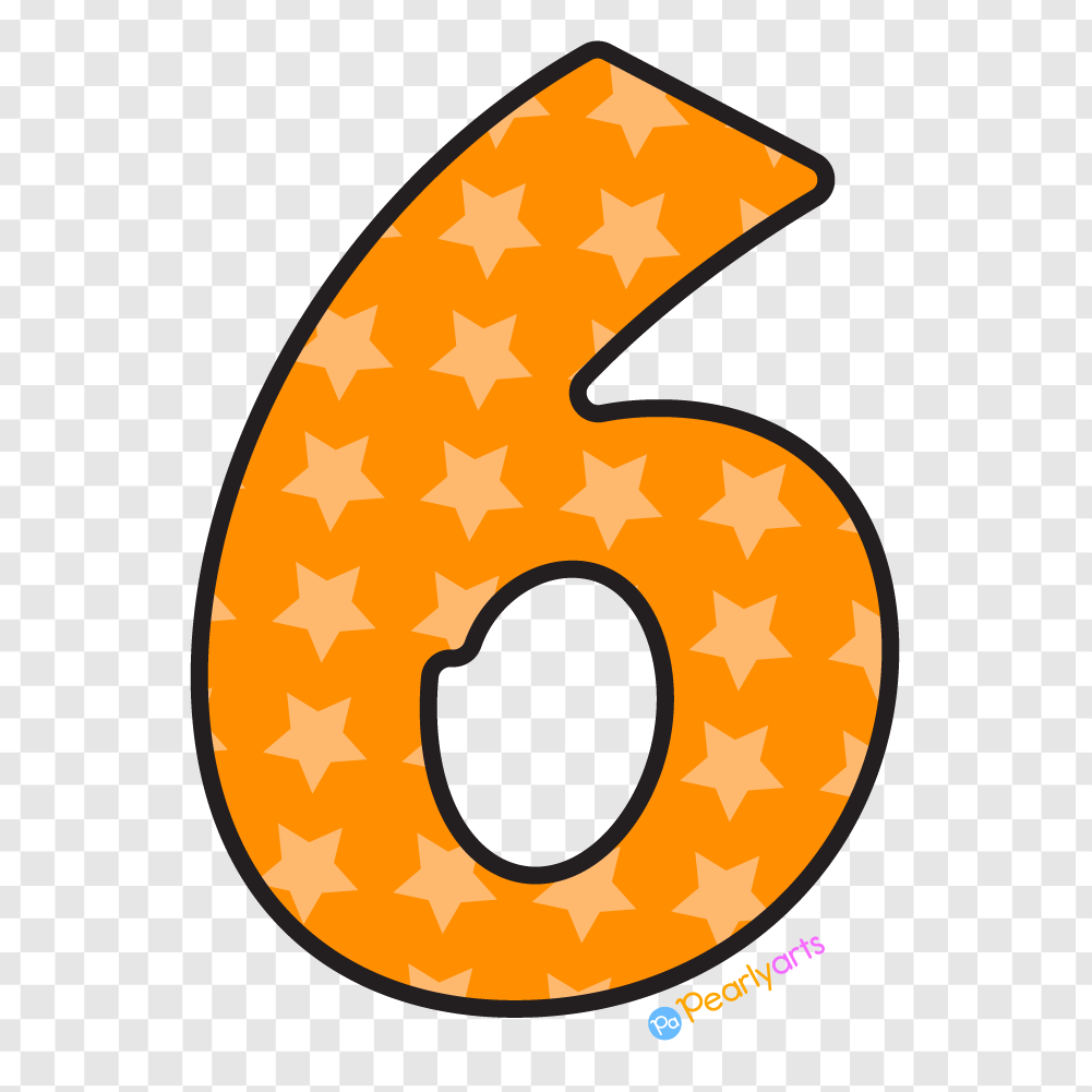 FREE Number Six Clipart with outline WM | Pearly Arts