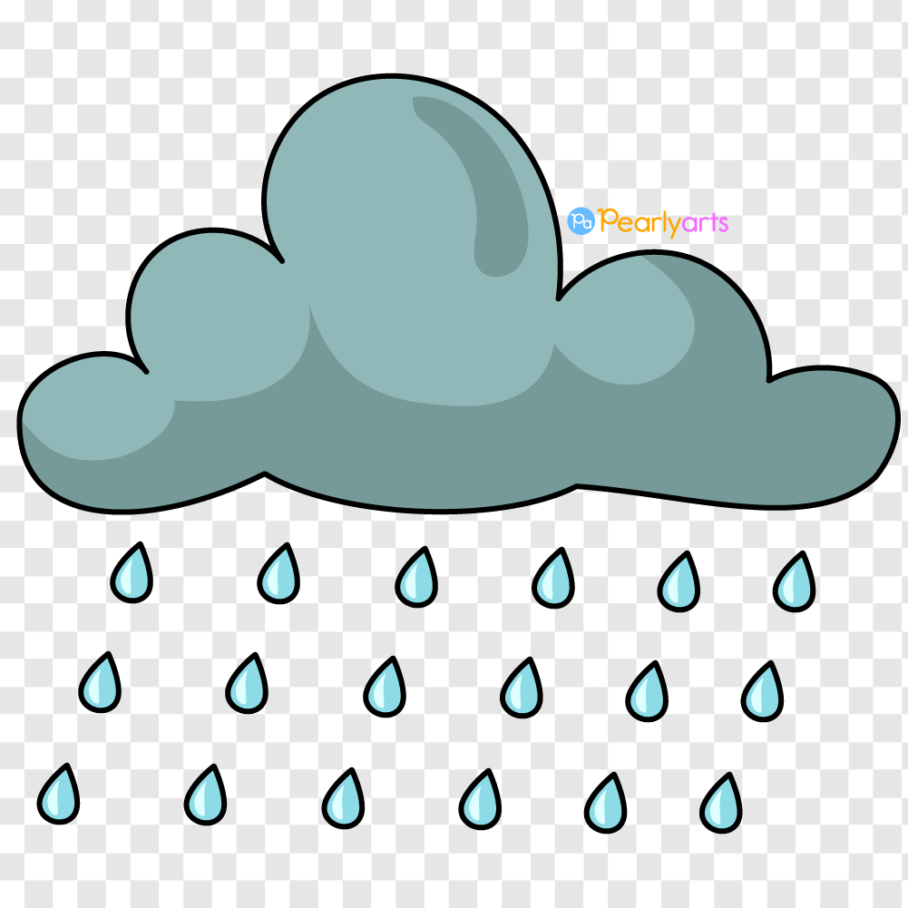 FREE Rain Cloud Clipart with outline WM | Pearly Arts