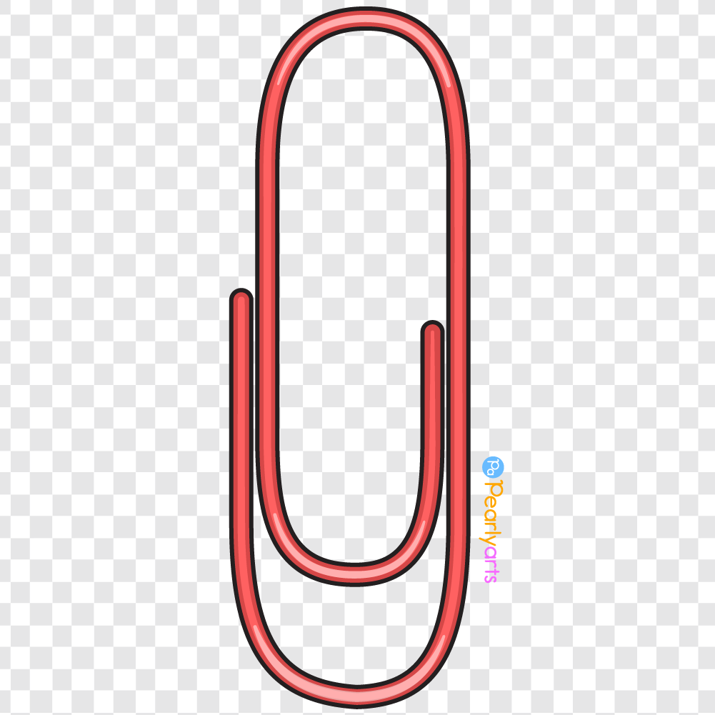 FREE Red Paper Clip Clipart with outline WM | Pearly Arts