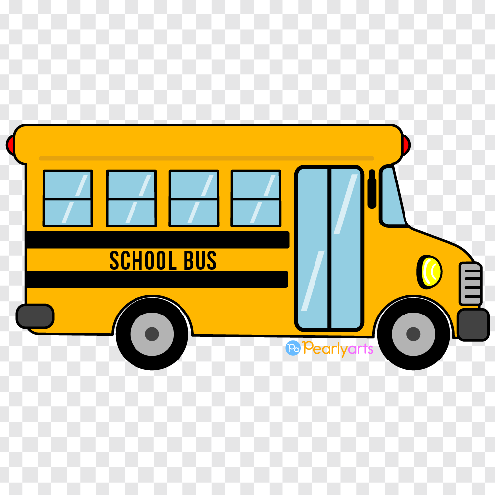 FREE School Bus side Clipart with outline WM | Pearly Arts