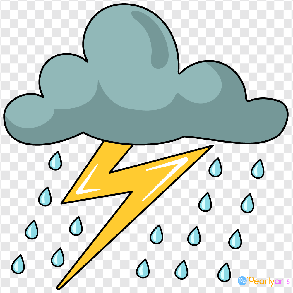 FREE Storm Cloud Clipart with outline WM | Pearly Arts