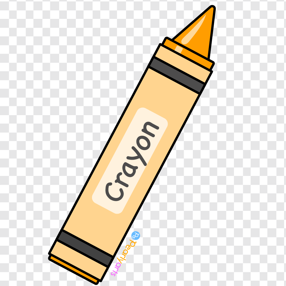 FREE Yellow Crayon Clipart with outline WM | Pearly Arts