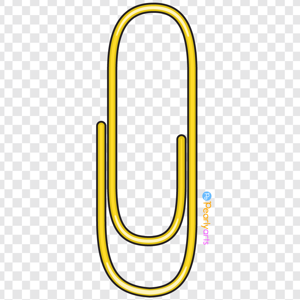 FREE Yellow Paper Clip Clipart with outline WM | Pearly Arts