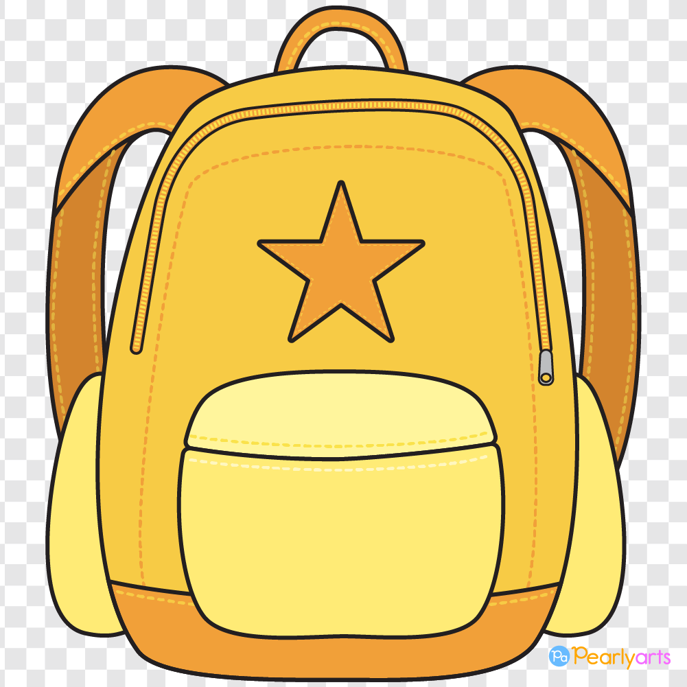 FREE Yellow School Backpack Clipart with outline WM | Pearly Arts