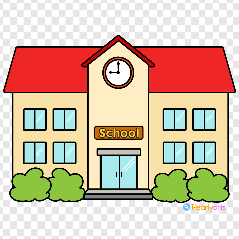 Free School Clipart with outline WM | Pearly Arts