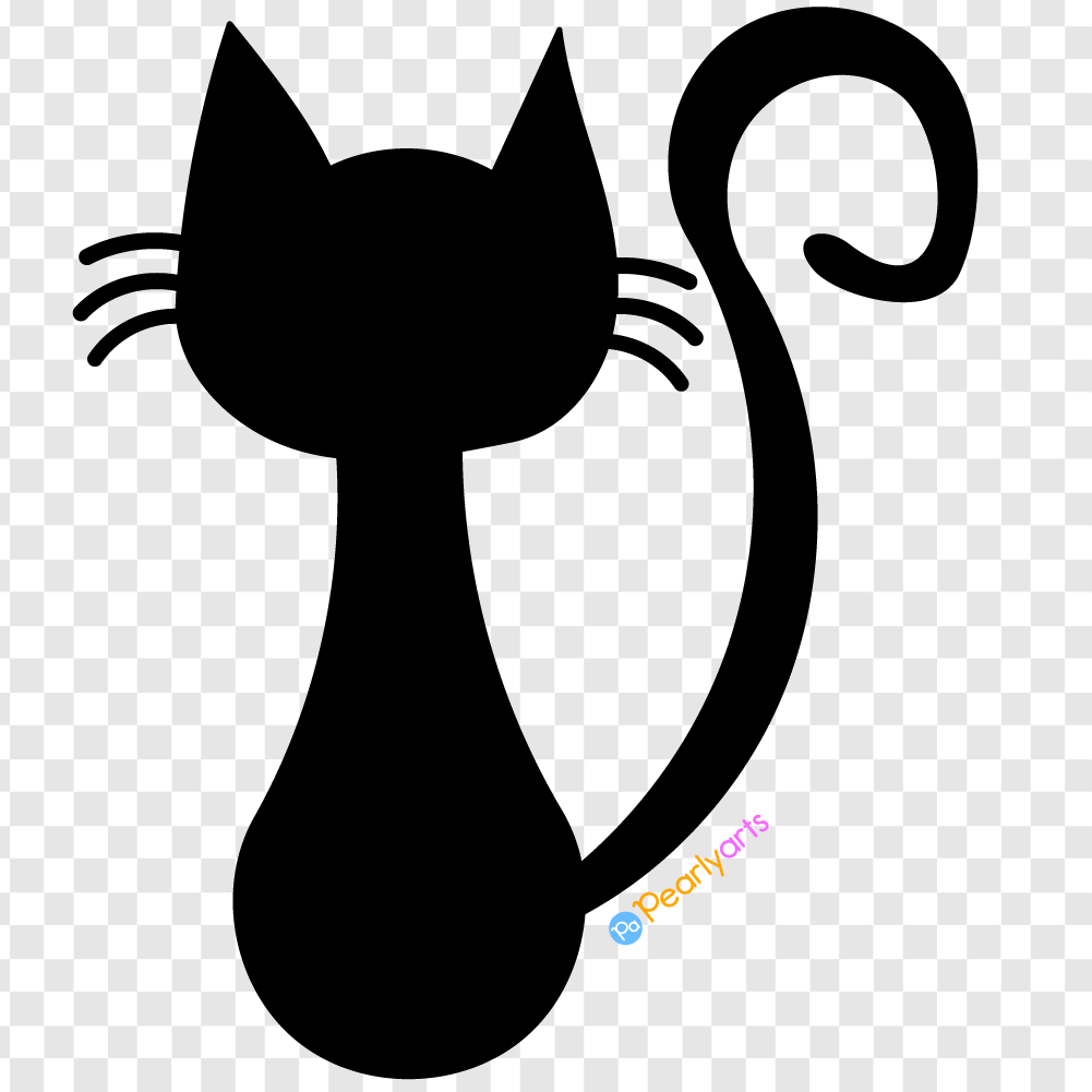 FREE Black Cat Silhouette Clipart WM | Pearly Arts